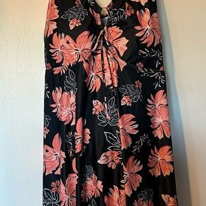 Floral Black and Pink Women's Swim Dress